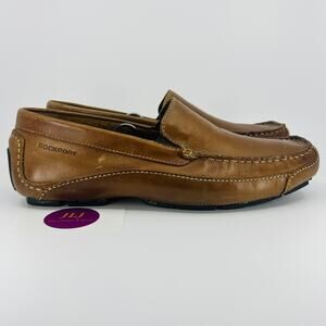 Rockport Mens Luxury Cruise Tan Leather Slip On Venetian Loafers M76498 Size 8.5